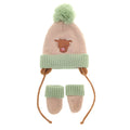 Highland Cow Wooly Hat and Mittens: Highland Cow / 0-12 months