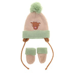 Highland Cow Wooly Hat and Mittens: Highland Cow / 0-12 months