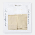 fruit de ma passion white and beige knitted baby set - Adorababy.co.uk