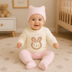 Happy Bunny Cotton 3-Piece Newborn Baby Set – Pink