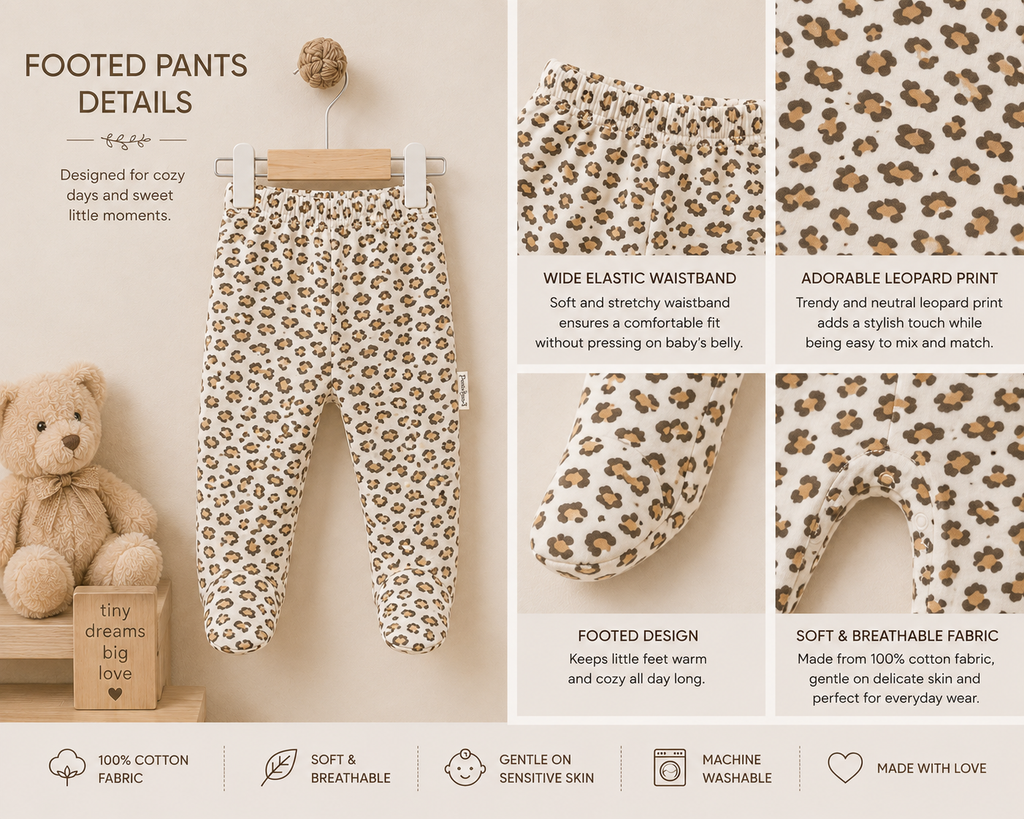 Little Leopard Baby Top & Footed Pants Set: 0-3M