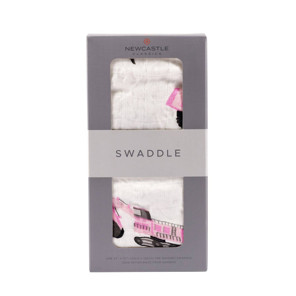NEWCASTLE CLASSICS Pink Diggers - Natural Bamboo Muslin Swaddle - AdoraBaby