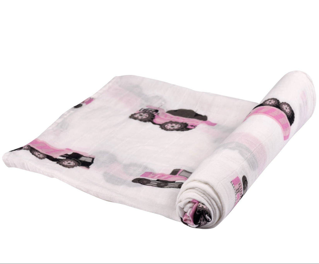 NEWCASTLE CLASSICS Pink Diggers - Natural Bamboo Muslin Swaddle - adorababy