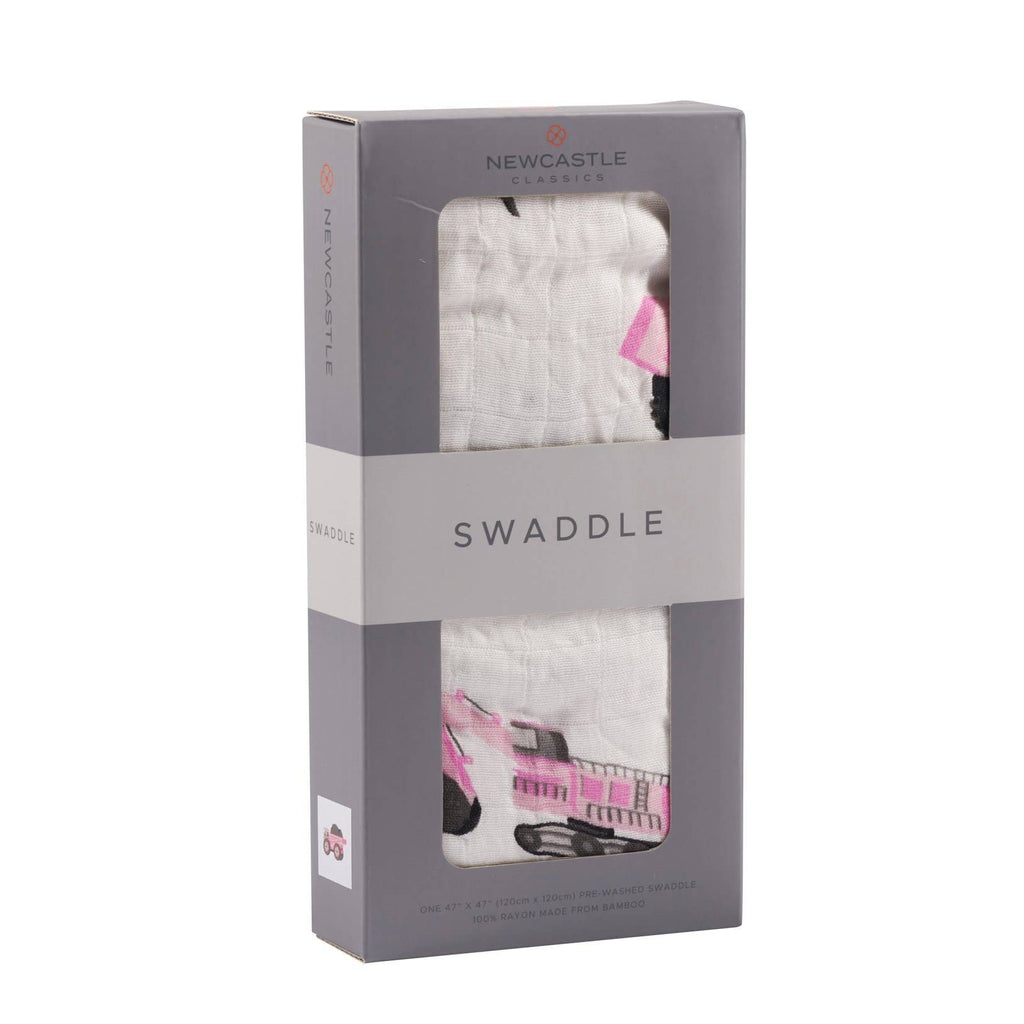 NEWCASTLE CLASSICS Pink Diggers - Natural Bamboo Muslin Swaddle - adorababy