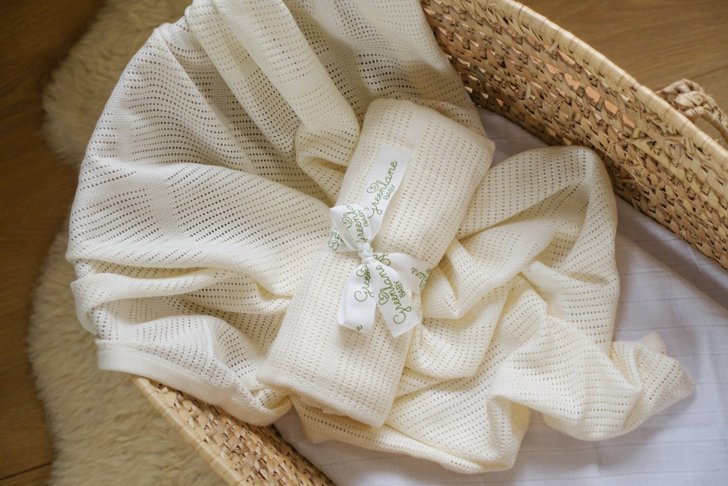 Greenlane Baby Bamboo Cotton Cellular Blanket: Marshmallow