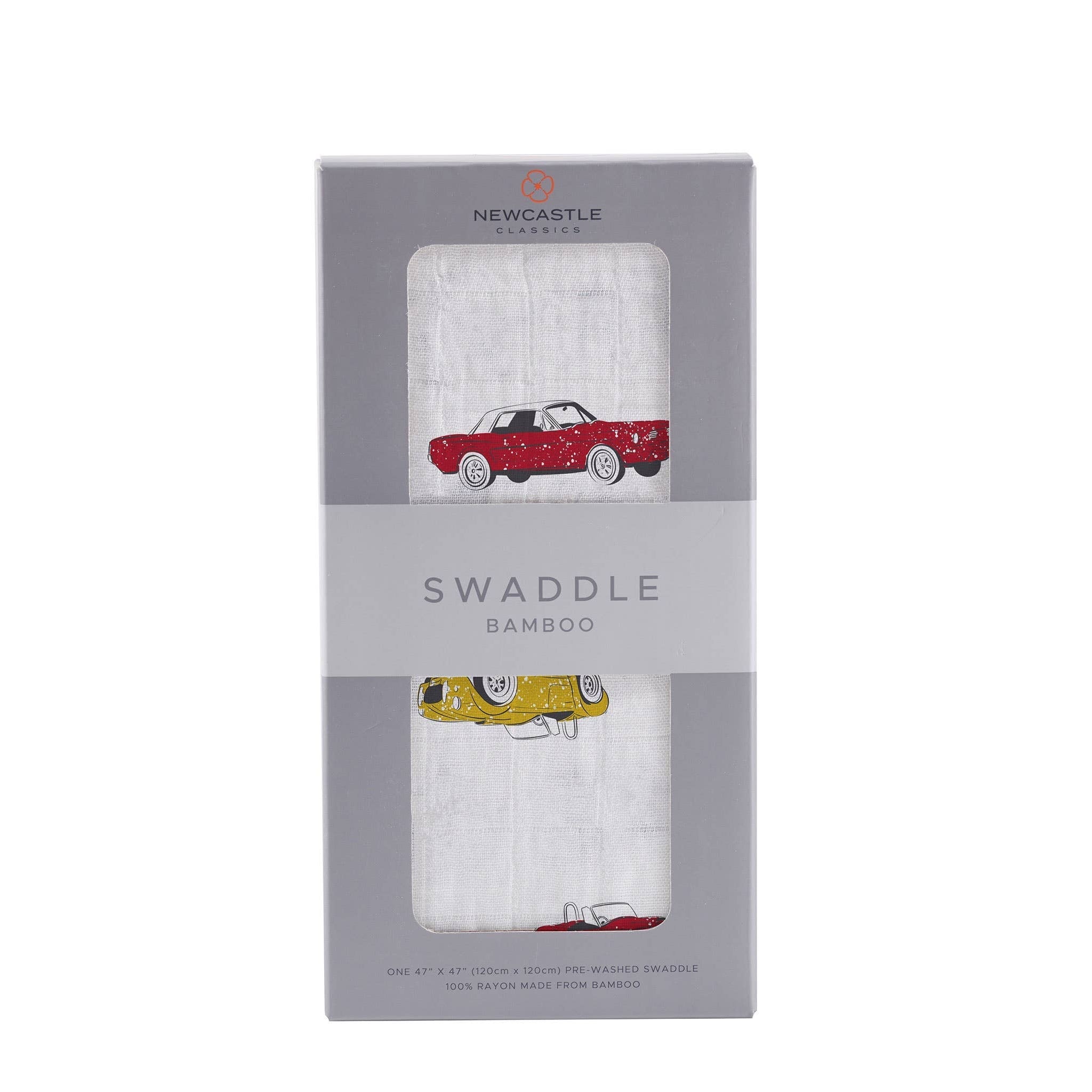 NEWCASTLE CLASSICS Vintage Cars - Natural Bamboo Muslin Swaddle - Adorababy