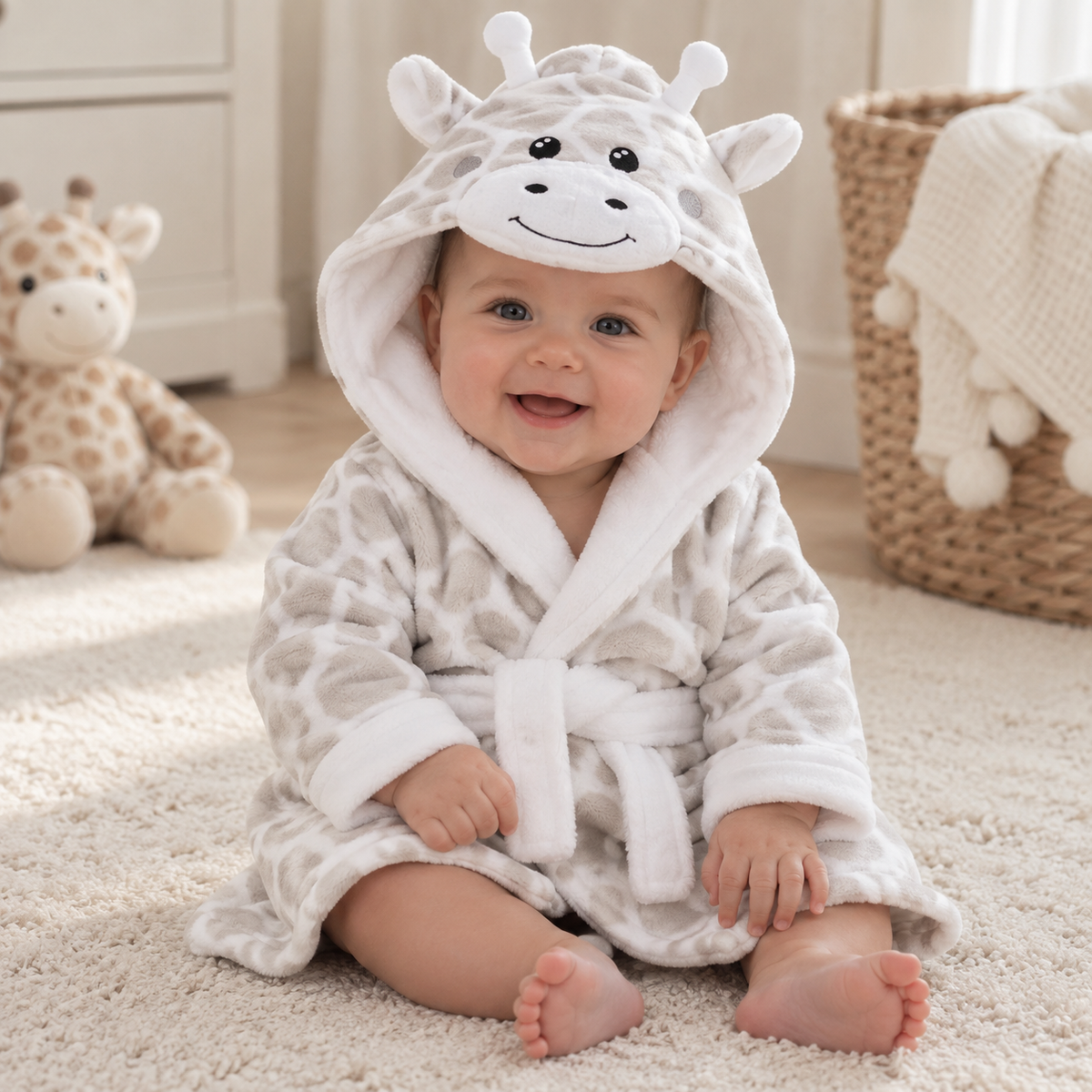 Giraffe Plush Fleece Hooded Baby Dressing Gown