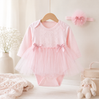 Soft Pink Cotton Tulle Tutu Body Dress & Headband Set