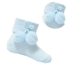 sky blue pom pom baby ankle socks - Adorababy.co.uk