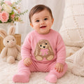 Pink Knitted Bunny Baby Two-Piece Set