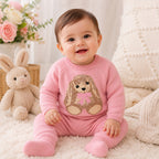 Pink Knitted Bunny Baby Two-Piece Set