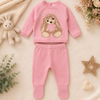 Pink Knitted Bunny Baby Two-Piece Set