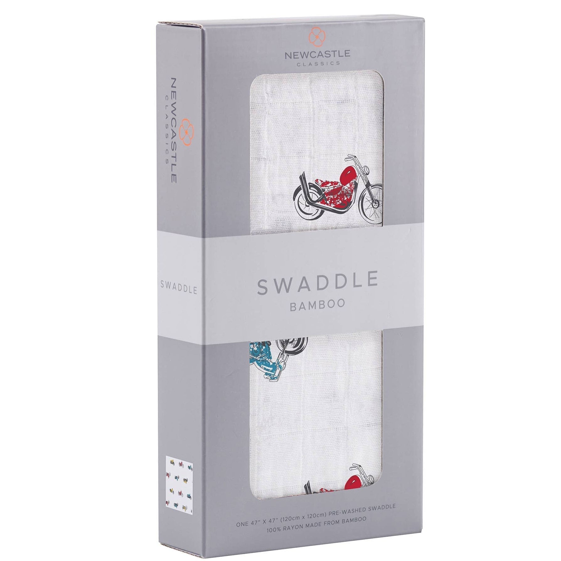 NEWCASTLE CLASSICS Vintage Motorcycles - Natural Bamboo Muslin Swaddle - AdoraBaby
