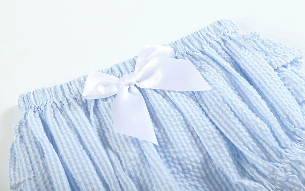 Lil Cactus Blue Striped Swing Top & Ruffle Bloomers set - 3-6 months