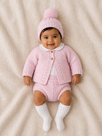 Baby Pink Girls 3 Piece Knitted Set