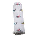 NEWCASTLE CLASSICS Vintage Motorcycles - Natural Bamboo Muslin Swaddle - AdoraBaby
