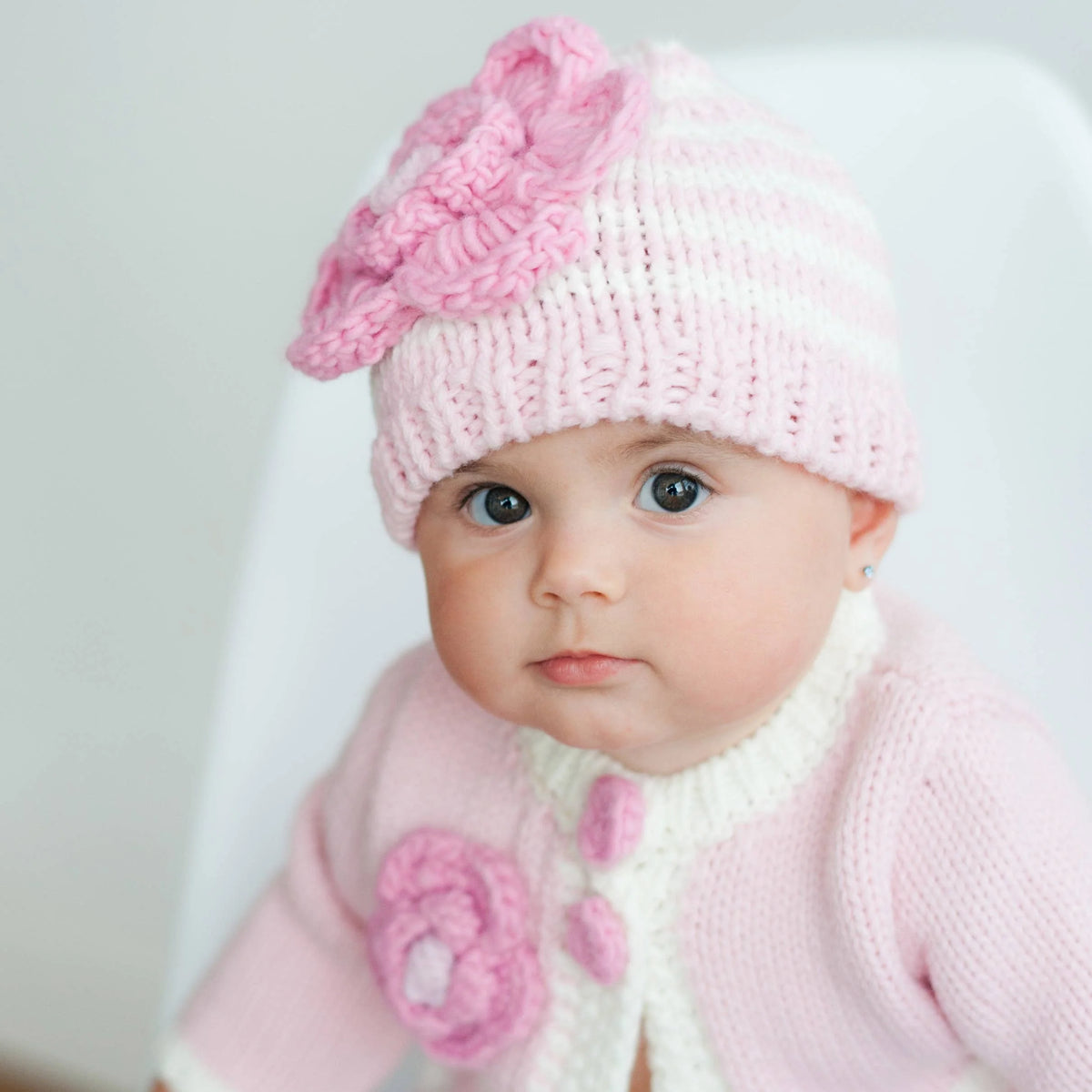 Huggalugs Parfait Pink Ziggy Cardigan & Hat Set