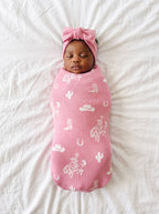 Pink Western Cowgirl Knitted Baby Blanket