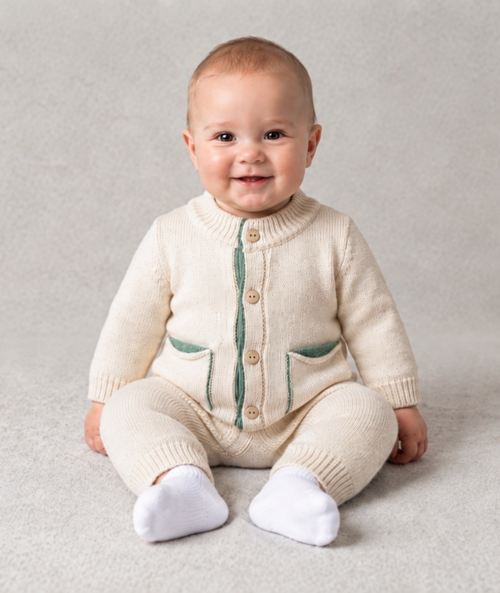 Ivory Dinosaur Knit Romper & Bonnet Set