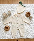 Ivory Dinosaur Knit Romper & Bonnet Set