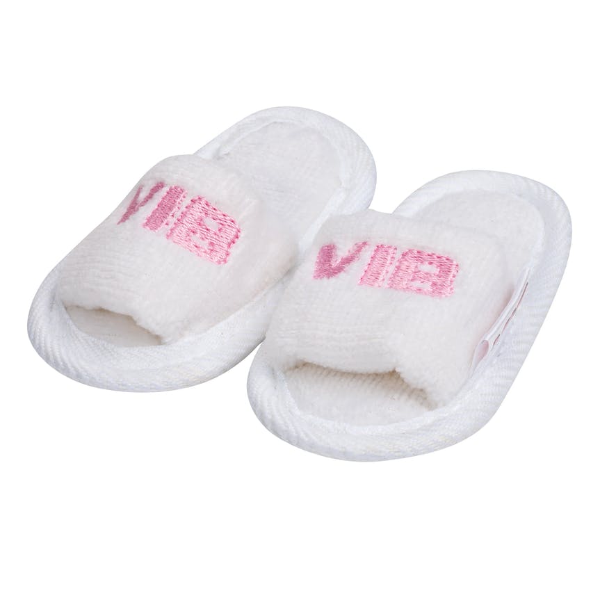 VIB (Very Important Baby) VIB - Baby Girls White & Pink Cotton Velour Spa Sliders - Adorababy uk