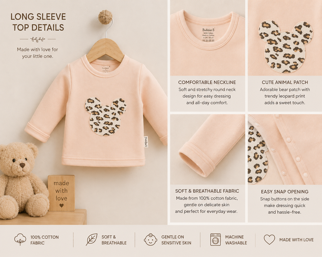 Little Leopard Baby Top & Footed Pants Set: 0-3M