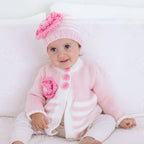 Huggalugs Parfait Pink Ziggy Cardigan & Hat Set