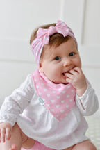 Pink and White Hearts Print Bow Baby Headband