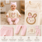 Happy Bunny Cotton 3-Piece Newborn Baby Set – Pink