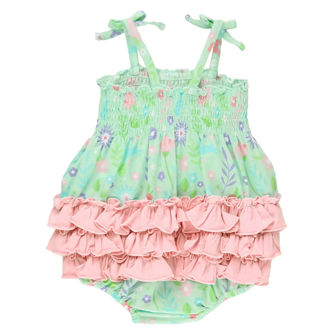 Baby Girls Some Bunny to Love Ruched Tie Bubble Romper