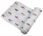 NEWCASTLE CLASSICS Vintage Motorcycles - Natural Bamboo Muslin Swaddle - AdoraBaby.co.uk