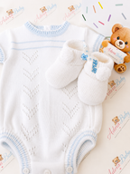 Newborn Knitted Gift Boxed Set – White & Blue