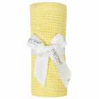 Lemon yellow cotton cellular baby blanket - Adorababy.co.uk