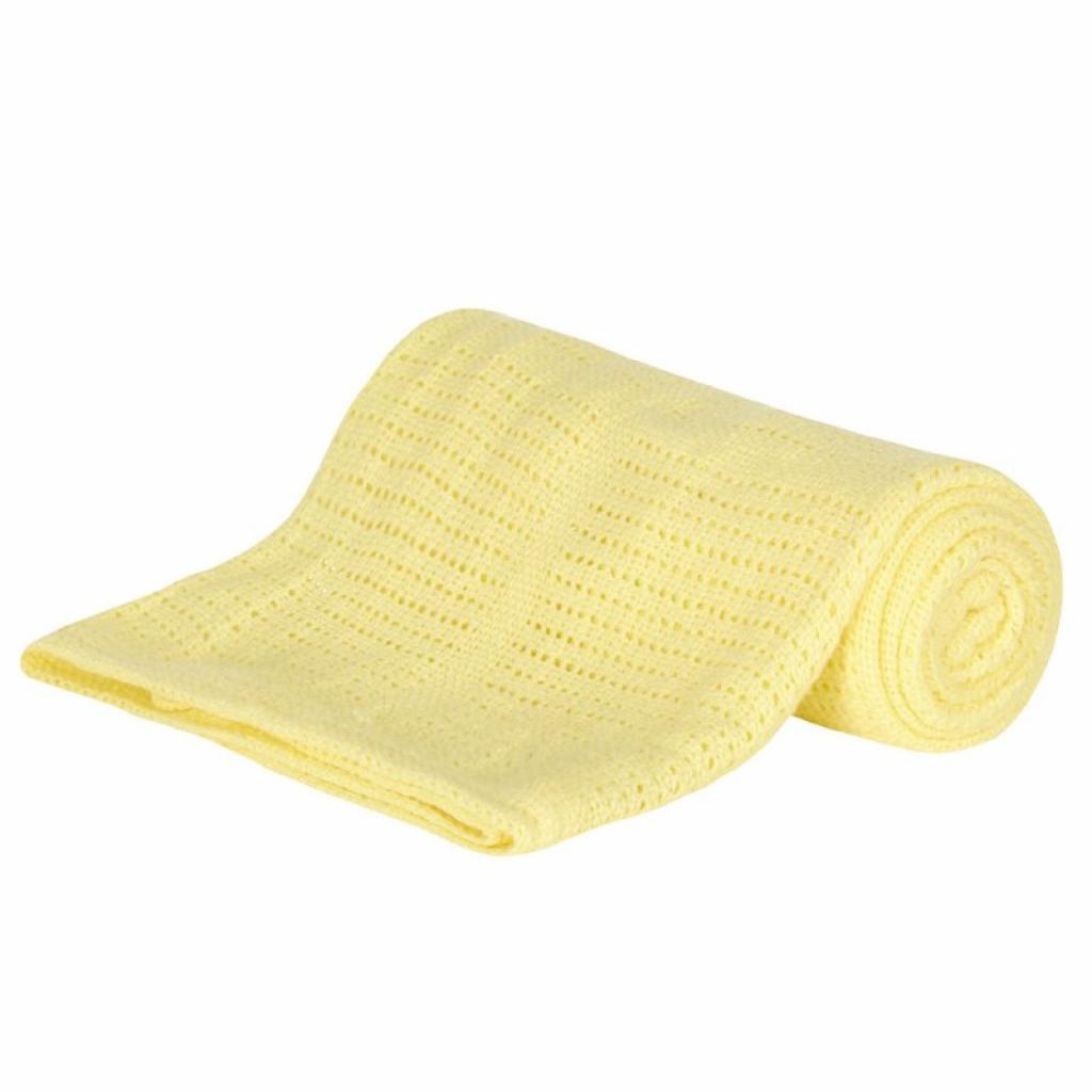 Lemon yellow cotton cellular baby blanket - Adorababy.co.uk