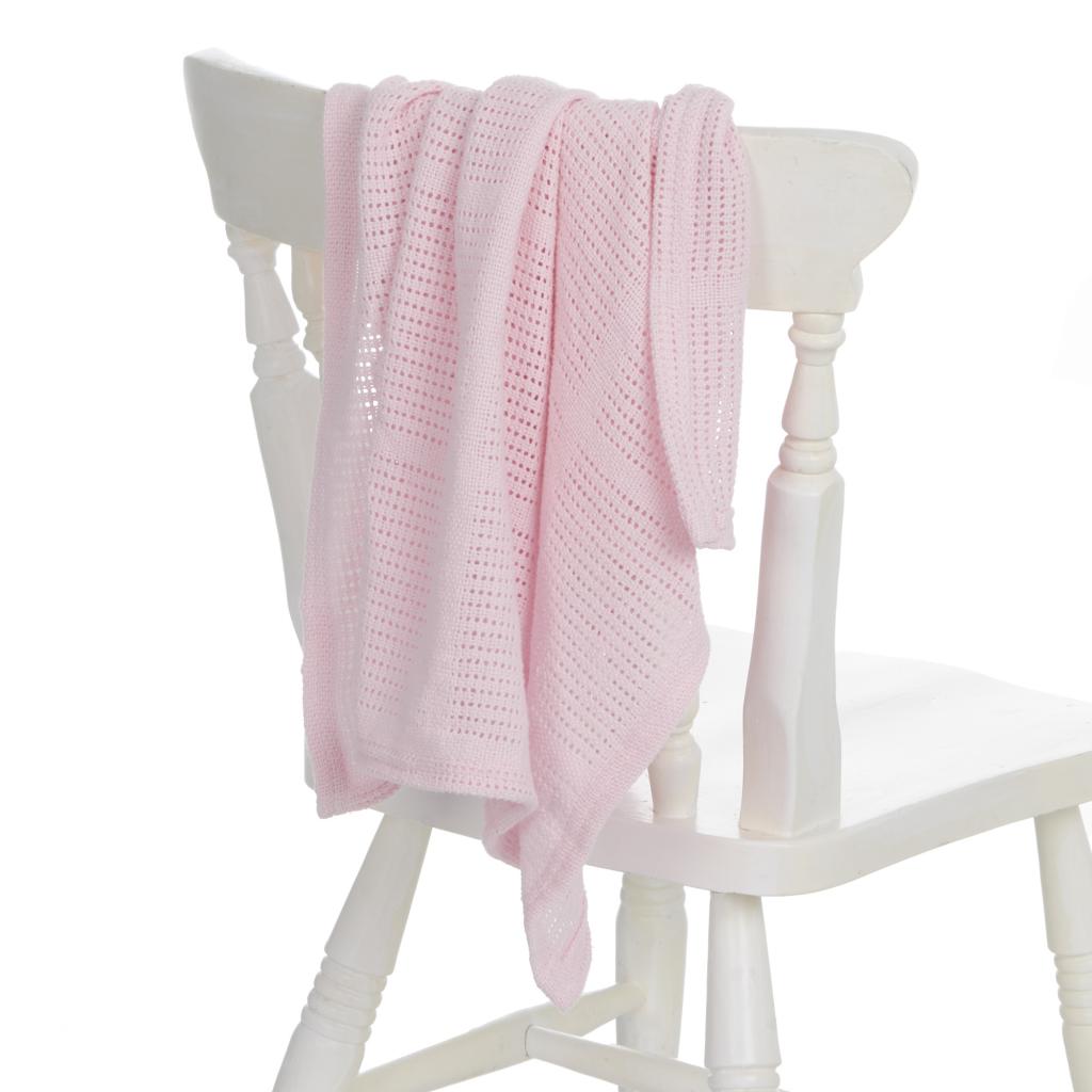 Pink 100% Cotton soft cellular baby blanket - Adorababy.co.uk