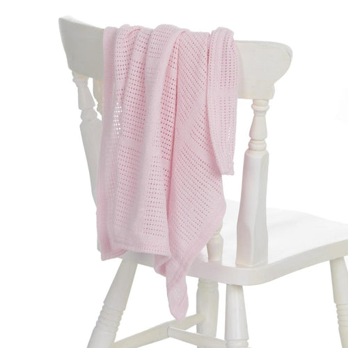 Pink 100% Cotton soft cellular baby blanket - Adorababy.co.uk