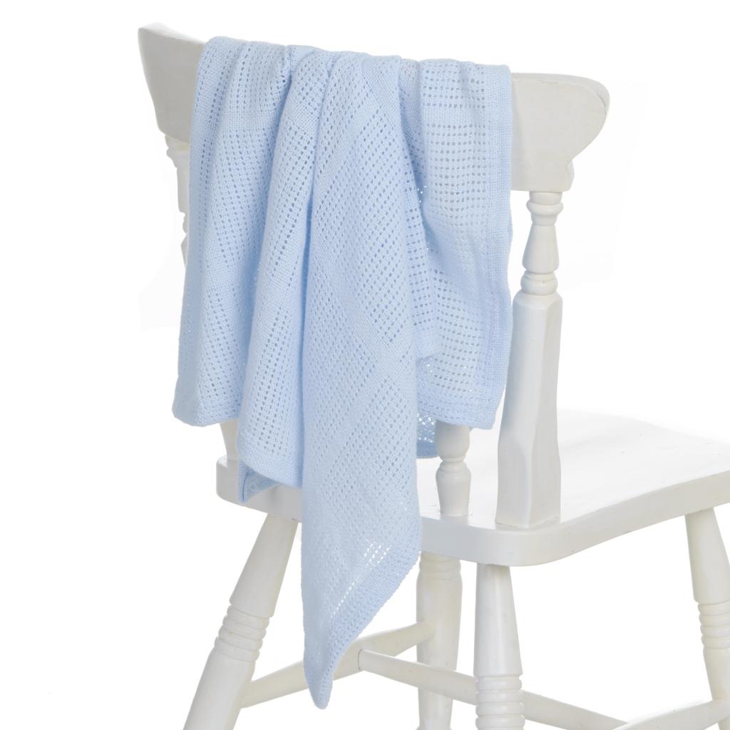 sky blue 100% cotton cellular baby blanket - adorababy.co.uk