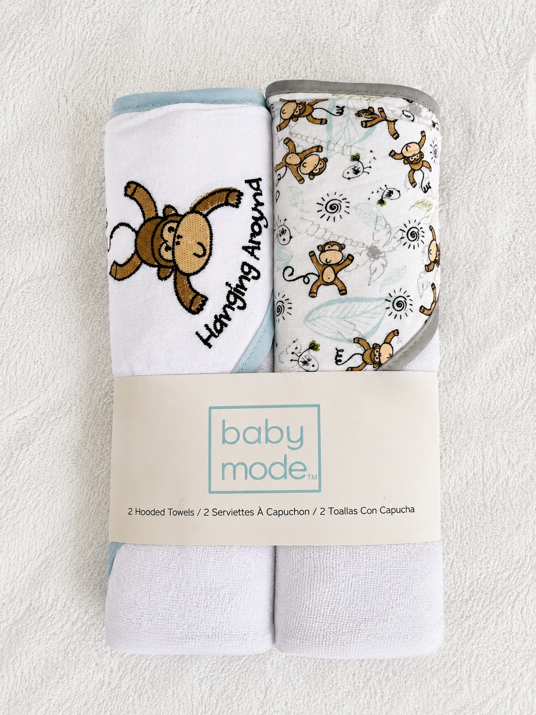 Baby Mode Pack of 2 Hooded Towels - Monkey