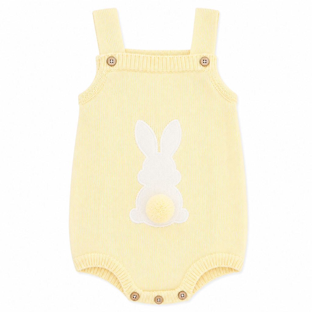 Lemon Bobtail Bunny Knit Baby Romper