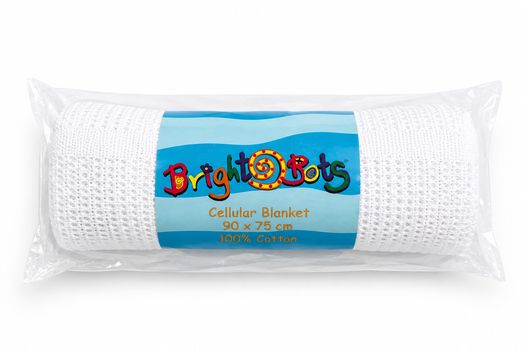 Bright Bots Cellular Baby Blanket 100% Cotton: White
