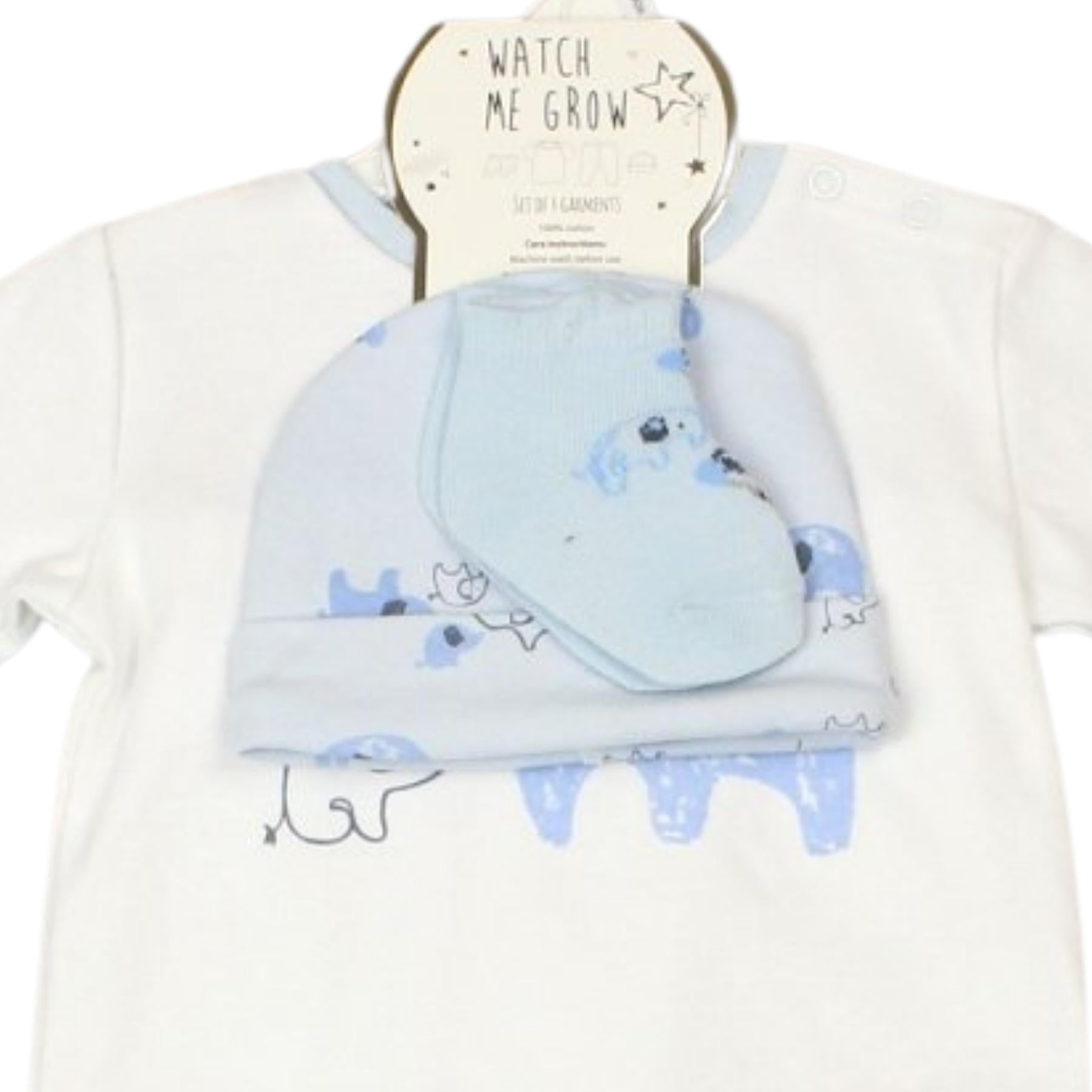 WATCH ME GROW Baby Boys Elephants 4 Piece Set - Adorababy.co.uk