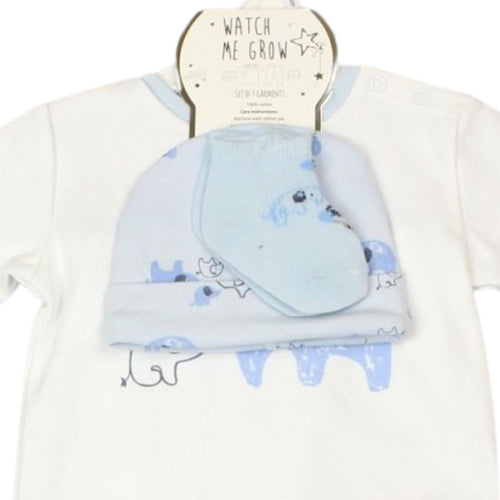 WATCH ME GROW Baby Boys Elephants 4 Piece Set - Adorababy.co.uk
