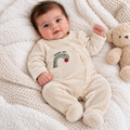 Baby Boys’ TALLEST BOY Cream Velour Romper