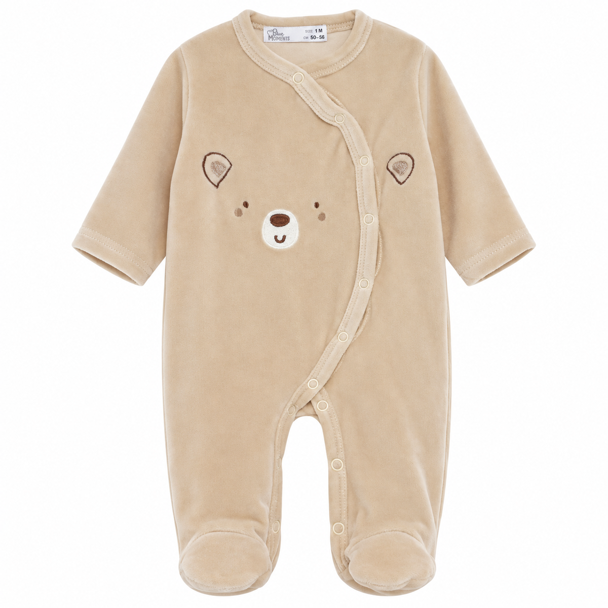 Baby Bear Beige Velour Romper