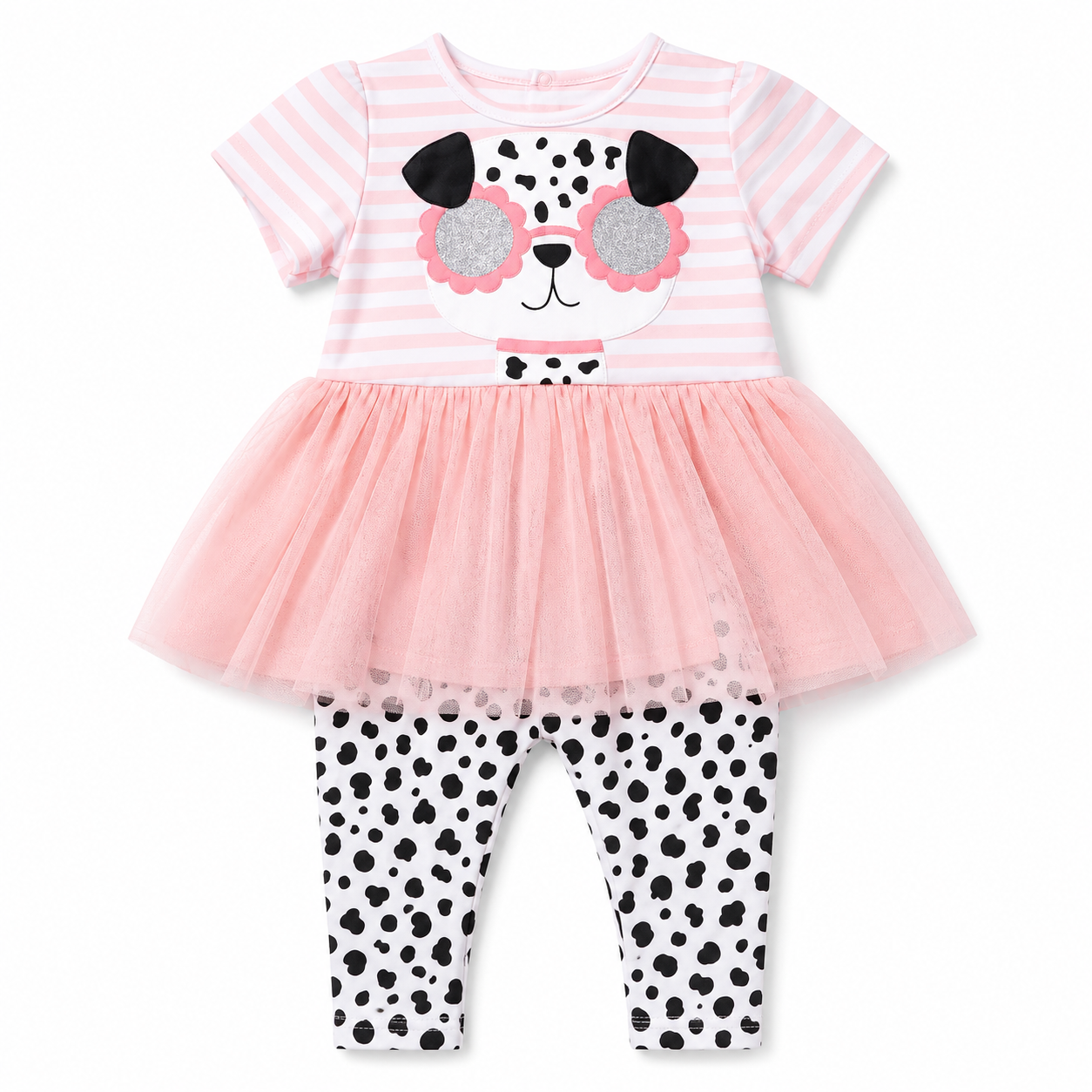 Baby Girls Pink Dalmatian Tutu Dress & Leggings Set