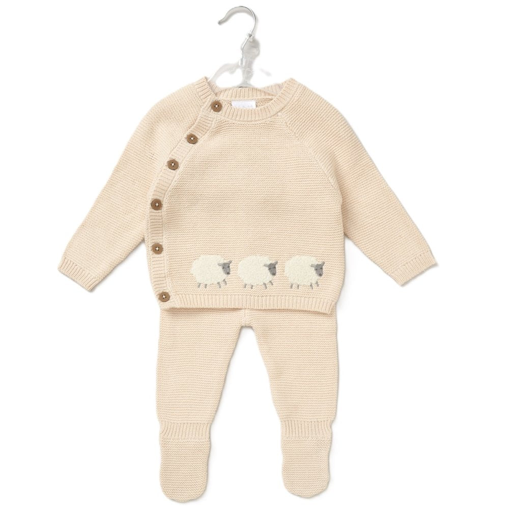 Baby Neutral Knitted Sheep Jumper & Leggings Set