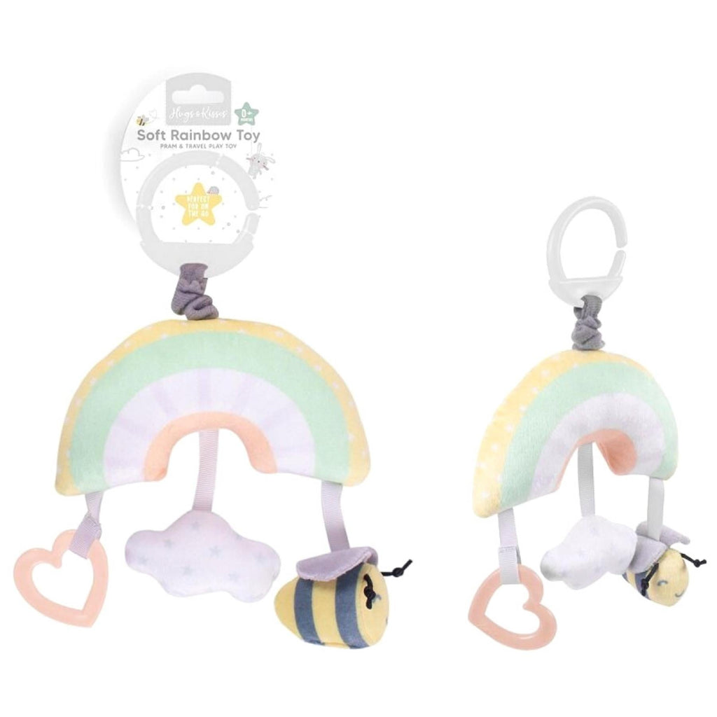 HUGS & KISSES Rainbow & Bumble Bee Soft Toy & Teether - Adorababy.co.uk