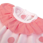 FS BABY FS Baby - Luxury Velour Pink Polkadot Frilled Collar Babygrow - The Baby Place