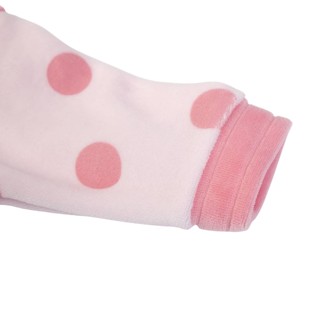 FS BABY FS Baby - Luxury Velour Pink Polkadot Frilled Collar Babygrow - The Baby Place