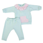 FS BABY FS Baby - Mint & Pink Polkadot Ruffled Jog Set - Adorababy.co.uk